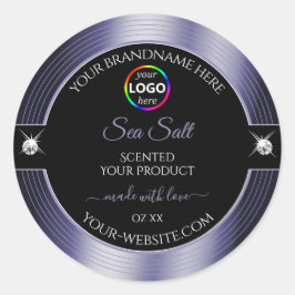 ロゴ製品ラベル付き豪華な黒の光沢のある青 ラウンドシール