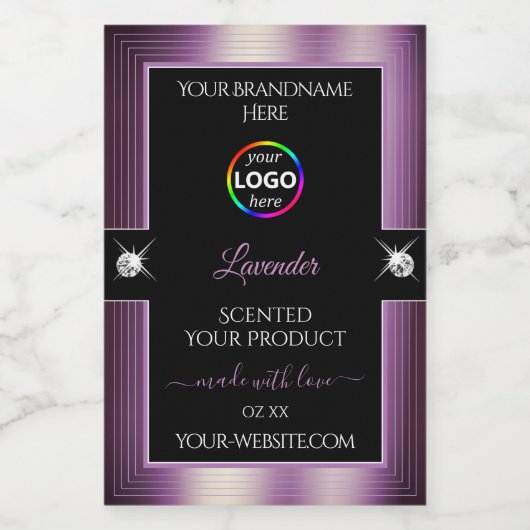 ロゴ製品ラベル付き豪華ブラックシャイニーパープル フードラベル (シングルラベル)