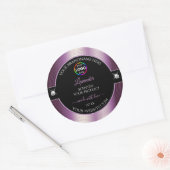 ロゴ製品ラベル付き豪華ブラックシャイニーパープル ラウンドシール (封筒)