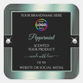 ロゴ製品ラベル付き高貴な黒の光沢のあるティール（緑がかった色） スクエアシール