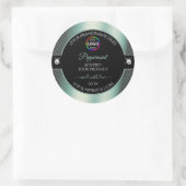 ロゴ製品ラベル付き高貴な黒の光沢のあるティール（緑がかった色） ラウンドシール (バッグ)