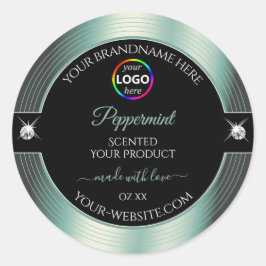 ロゴ製品ラベル付き高貴な黒の光沢のあるティール（緑がかった色） ラウンドシール