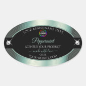 ロゴ製品ラベル付き高貴な黒の光沢のあるティール(緑がかった色) 楕円形シール (正面)