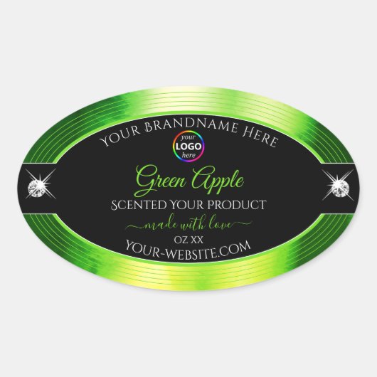 ロゴ製品ラベル付き高貴ブラックマーリーグリーン 楕円形シール (正面)