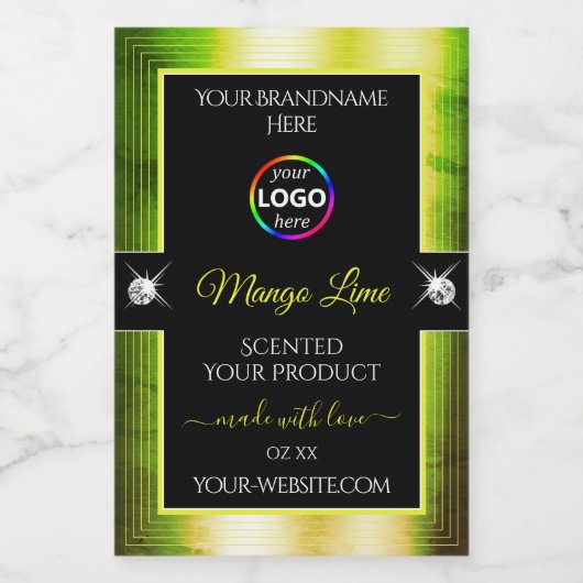 ロゴ製品ラベル付き黒い光沢のある黄色の緑 フードラベル (シングルラベル)