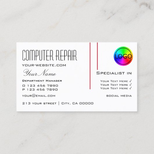 ロゴ赤と白付きペルシアシックプロフェッショナル 名刺 (裏面)