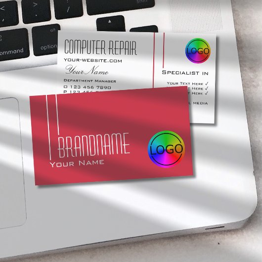 ロゴ赤と白付きペルシアシックプロフェッショナル 名刺