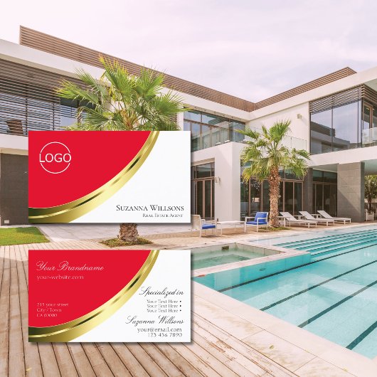 ロゴ赤と白付き金ゴールドデコール 名刺