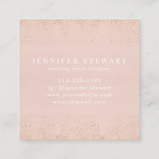 ロゴ赤面ゴールドフォイルモダンズ結婚ドレスデザイナー スクエア名刺 (裏面)