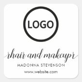 ロゴ赤面シンプルタイポグラフィヘアメイクアップ スクエアシール (正面)