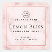 ロゴ赤面ピンク大理石縁ど製品ラベルの追加 スクエアシール (正面)