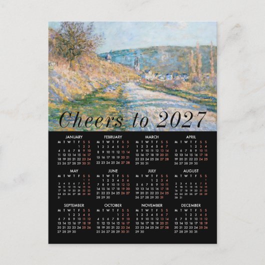 ロゴ追加 モネ アート絵画 カレンダー 2027 ビジネス シーズンポストカード (正面)