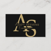 ロゴ金ゴールドイニシャルヘアメイクqrコード 名刺 (正面)