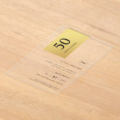 ロゴ金ゴールドカラーブロックビジネス記念日パーティー アクリル招待状 (レイダウン)