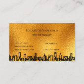 ロゴ金ゴールドシティskylineブラックビジネス実在エステート 名刺 (裏面)