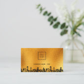 ロゴ金ゴールドシティskylineブラックビジネス実在エステート 名刺 (スタンド正面)