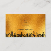 ロゴ金ゴールドシティskylineブラックビジネス実在エステート 名刺 (正面)