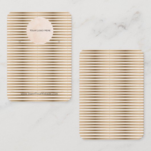 ロゴ金ゴールドストリップイヤリングディスプレイカード(縦) 名刺 (正面/裏面)