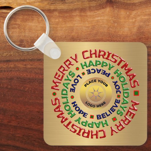 ロゴ金ゴールドビジネスのクリスマスの好意のカスタム キーホルダー (正面)