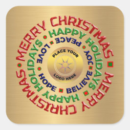 ロゴ金ゴールドビジネスメリークリスマスホリデーカスタム スクエアシール