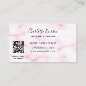 ロゴ金ゴールドピンク大理石モノグラムエレガントQRコード 名刺 (裏面)