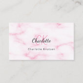 ロゴ金ゴールドピンク大理石モノグラムエレガントQRコード 名刺 (正面)