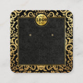 ロゴ金ゴールドラグジュアリーフレームイヤリングディスプレイカードの追加 スクエア名刺 (正面)