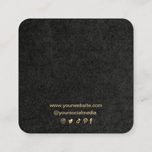 ロゴ金ゴールドラグジュアリーフレームイヤリングディスプレイカードの追加 スクエア名刺 (裏面)