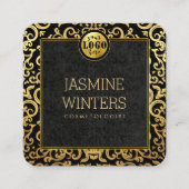 ロゴ金ゴールドラグジュアリーフレーム名刺の追加 スクエア名刺 (正面)