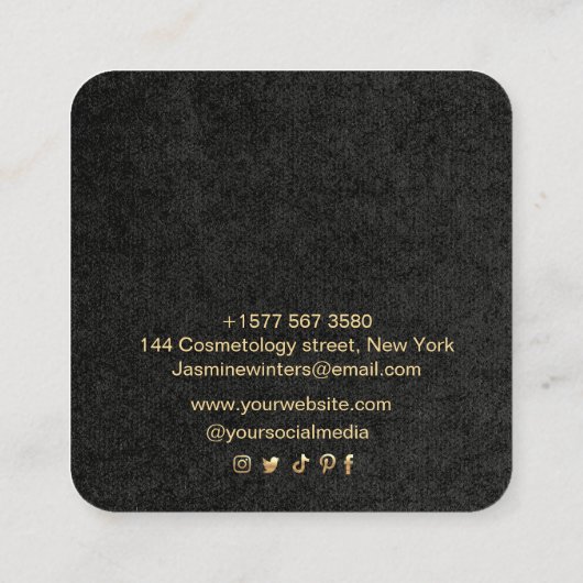 ロゴ金ゴールドラグジュアリーフレーム名刺の追加 スクエア名刺 (裏面)