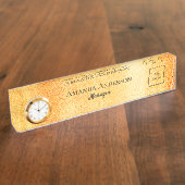 ロゴ金ゴールド箔メタリックグラーム営業所のタイトル デスクネームプレート (側面)