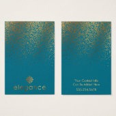 ロゴ金ゴールド紙吹雪ティール(緑がかった色)イヤリングホルダーディスプレイ (正面&裏面)