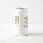 ロゴ金ゴールドQrコードビジネスブランディングバーウェアシンプル ビールジョッキ (正面左)