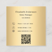 ロゴ金ゴールドqrコードモダンプロフェッショナル スクエア名刺 (裏面)