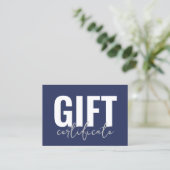 ロゴ青いビジネスのギフト証明書 名刺 (スタンド正面)