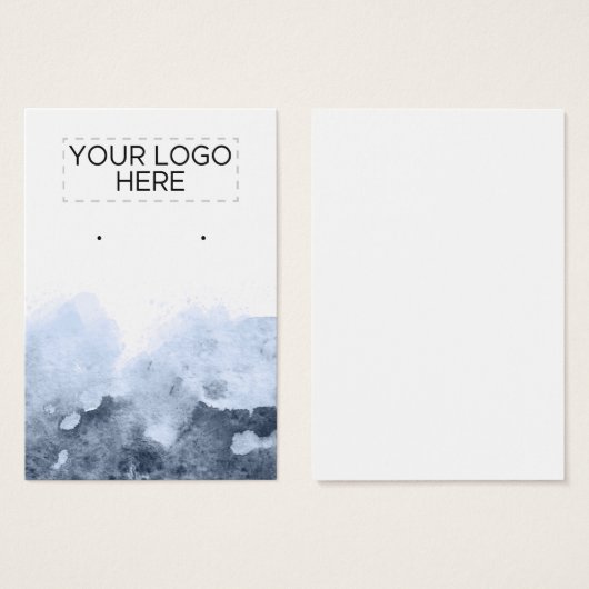 ロゴ青抽象芸術グラデーション水彩イヤリングカード (正面&裏面)