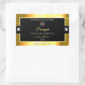 ロゴ鮮やか製品ラベル付き光沢オレンジ色ブラック 長方形シール (バッグ)