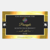 ロゴ鮮やか製品ラベル付き光沢オレンジ色ブラック 長方形シール (正面)