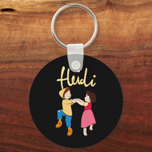 ロゴ黄色の漫画Tを持つハイディとピーター踊り キーホルダー (正面)
