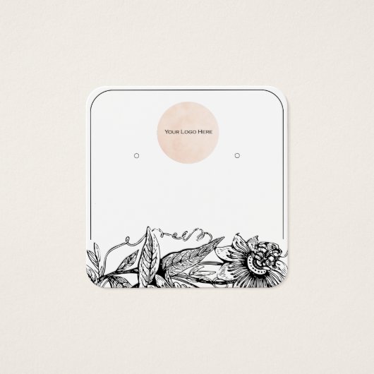 ロゴ黒と白のラウンドイヤリングディスプレイカード (正面)