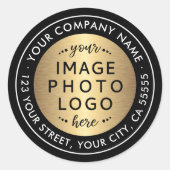 ロゴ黒と金色のグラデーション差出人住所 ラウンドシール (正面)