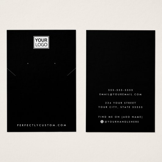 ロゴ黒のネックレスイヤリングディスプレイカードの追加 (正面&裏面)