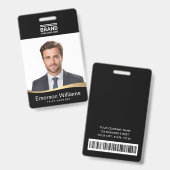 ロゴ黒フェイクゴールデンウェーブ従業員名ID バッジ (正面＆裏面)