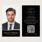 ロゴ黒フェイク金波フォトロゴQRコード (正面&裏面)