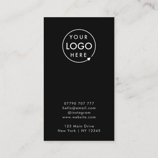 ロゴ黒宝石類イヤリングディスプレイカード 名刺 (裏面)