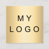 ロゴ黒金ゴールドqrコード スクエア名刺 (正面)