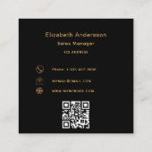 ロゴ黒金ゴールドqrコード スクエア名刺 (裏面)
