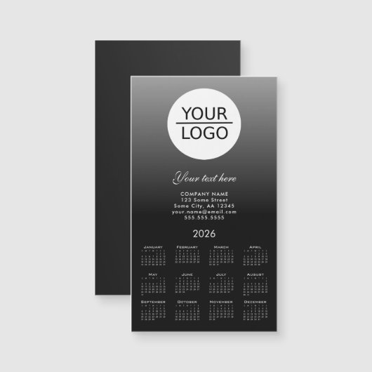 ロゴ2026カレンダー会社プロモーショングレーの追加 (正面/裏面)
