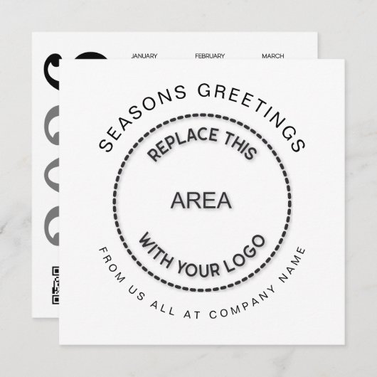 ロゴ2026カレンダーQRコード会社クリスマス シーズンカード (正面/裏面)