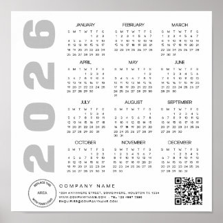 ロゴ2026カレンダーQRコード会社名 ポスター